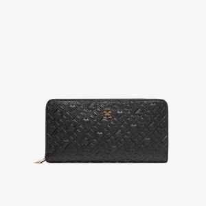 Tommy Hilfiger Th Icon LRG Za Mono Embo Aw0aw17955, Portefeuille zippé Femme, Black (Black), Taille Unique