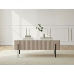Bobochic Table basse 2 tiroirs 100 cm MATHILDE plateau effet marbre et pieds noirs
