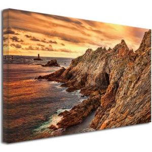 DECLINA, Tableau toile imprimée paysage, Tableau toile deco FALAISES DE BRETAGNE, 80x50 cm