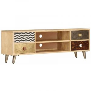 Meuble télé buffet tv télévision design pratique 120 cm bois m if de manguier Bois