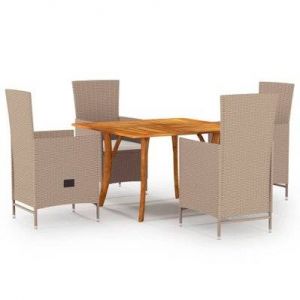 Image de VidaXL Ensemble de salle à manger de jardin avec une table et 4 chaises en couleur beige Vida XL