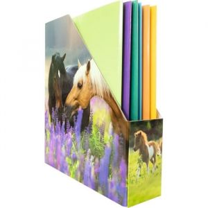 Herma 19718 Porte-revues A4 avec motif chevaux, 7,5 cm de large, pliable, en carton robuste, fin pour filles et gar&ccedil;ons, fichier debout pour ranger des documents, des dossiers