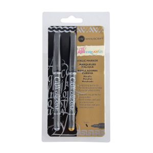 Creotime Blister 2 feutres calligraphie - or et argent - 2,4 mm