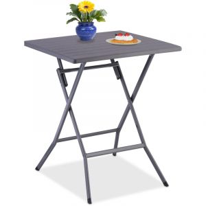 Relaxdays Table de jardin pliante, HxLxP : env. 73x62x62 cm, pour balcon, terrasse, camping, carrée, grise