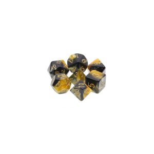 Epic Forge-Lot de 7 Dés multiformat avec boîte– Noir et Jaune mélange de Couleur