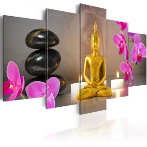 Image de Décoshop26 Tableau toile de décoration motif Bouddha et orchidées 100x50cm DEC110264/2