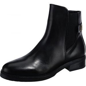 Tommy Hilfiger Bottes Plates en Cuir, Tendance Femme, Noir, 41 EU