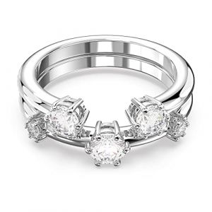 Swarovski Bague Cocktail Constella avec Cristaux Blancs Taillés en Cercle Sur Un Support Plaqué Rhodium