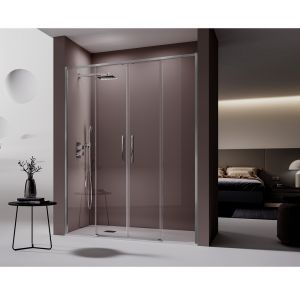 Paroi de douche 2 verres fixes + 2 portes coulissantes DELTA 136-138.6 cm