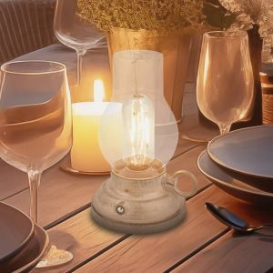 Briloner Lampe à poser rechargeable LED Brilo unplugged Kanea, beige, hauteur 18 cm