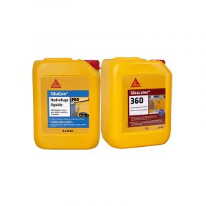 Sika Pack Ma&ccedil;onnerie - Hydrofuge de masse liquide Cem 5L - R&eacute;sine d'accrochage Latex 360 - 5L