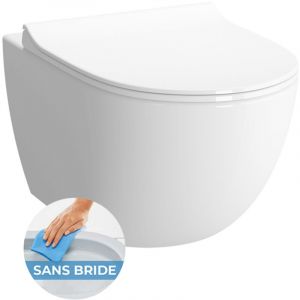 Image de vitra Sento WC sans bride SmoothFlush + Abattant avec frein de chute, Blanc (7848-003-6147)