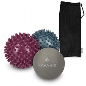 Navaris Balles de Massage - Set 2X Balle de Massage &agrave; Picots 2X Balle Lacrosse - Boule automassage Dos Pieds Sport Fitness Pilates Yoga Relaxation