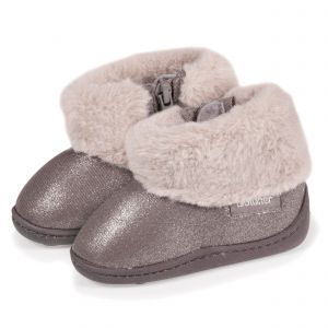 Image de Isotoner Chaussons bottillons bébé fille zip irisé et fausse fourrure Gris - Couleur Gris - Taille 27