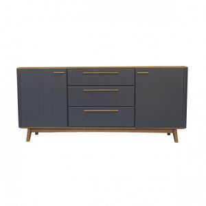 Buffet en chêne 2 portes et 3 tiroirs gris anthracite