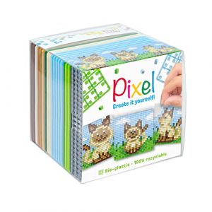 Pixel P29021 - Kit de Bricolage Chat, système d'assemblage comme Loisir créatif pour Enfants à partir de 6 Ans, boîte de Cubes avec Motifs et carrés de Pixels