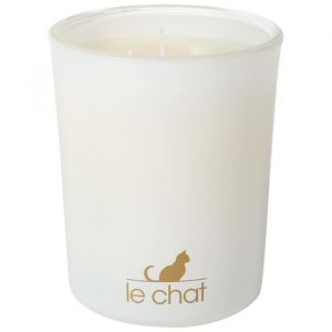 Image de Le Chat Bougie parfumée Vanille et Tiaré Premium - Verre laqué - Blanc et or - Ø 7,6 x H 9,2 cm