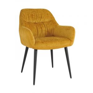 Meubletmoi - Chaise de repas tissu microfibre jaune moutarde pieds métal - atlanta
