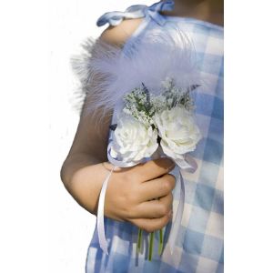 Ruedelafete Bouquet de cort&egrave;ge Roses et Plumes 20x10cm avec ruban