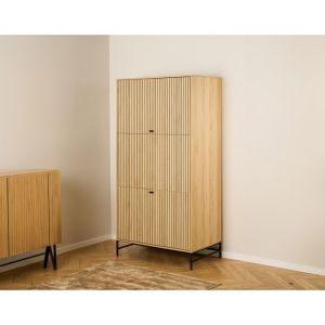 Armoire 2 portes avec penderie et étagères L99 x H182cm effet bois