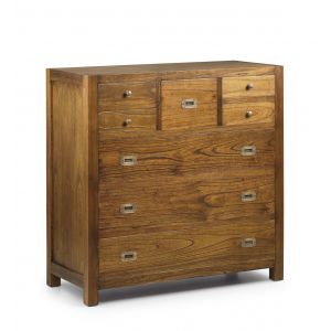 Décoration d'Autrefois Commode 8 Tiroirs Bois Bronze Marron 100x45x100cm