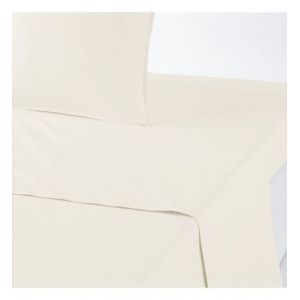 Drap plat uni en percale de coton biologique Beige Couleur Beige Taille 180 x 290 cm