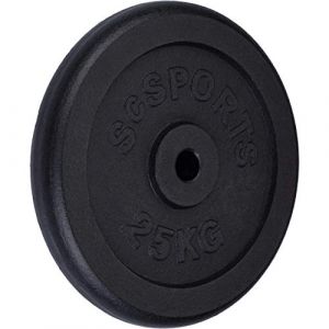 ScSPORTS Disque de Poids - 25 kg, en Fonte Simple, Ø 30/31 mm, Durable, Noir - Plaque d'Entraînement, Plaque d'Haltères, Équipement de Gym, Haltérophilie, Musculation