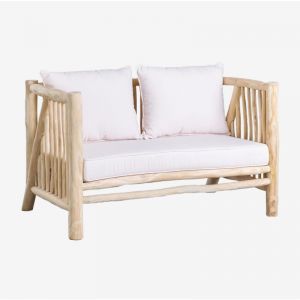 Canapé de jardin 2 places en bois de teck Narel SKLUM Marron Bois Naturel 78 cm
