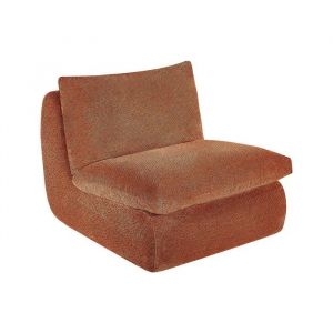 Fauteuil en tissu textur&eacute; terracotta LOLEVA