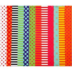 Creotime Assortiment de papier glacé - 24 x 32 cm- Motifs pois et rayés - 50 pcs