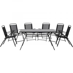 Beliani Ensemble table et 6 chaises en acier noir LIVO - noir