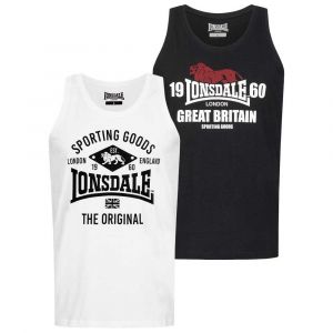 Lonsdale T-shirt Sans Manches Biggin 2 Unit&eacute;s L Black / White