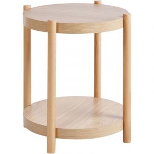 Beliani Table d'Appoint Ronde avec Étagère Design Traditionnel Scandinave mdf Bois Clair Connell