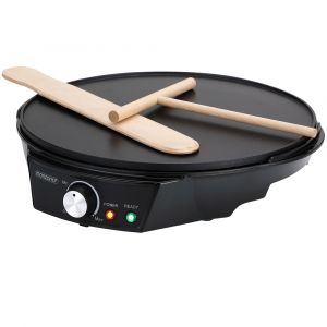 Monzana Cr&ecirc;pi&egrave;re &eacute;lectrique 1200W &Oslash;30cm appareil &agrave; cr&ecirc;pes plaque antiadh&eacute;sive spatule r&acirc;teau sans BPA temp&eacute;rature r&eacute;glable machine cr&ecirc;pe