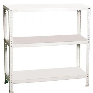 Simon Rack Étagère de Rangement et 3 Niveaux, 100 kg Capacité de Charge et Point de Flexion, 900x900x300 mm, Métal, Étagère Garage, Blanc - Comfort