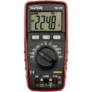 Testboy 318 Multimètre numérique pour installations photovoltaïques (tension continue jusqu'à 1500 V, tension alternative jusqu'à 1000 V, courant jusqu'à 2 A AC/DC, avec jeu de cordons de mesure MC4)