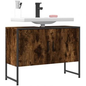 VidaXL Armoire lavabo de salle de bain ch&ecirc;ne fum&eacute; bois d'ing&eacute;nierie