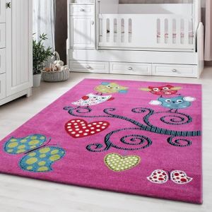 Image de Tapis pour Enfants, Couleur Violette, Conception de Hibou, 3568, Tapis Coureur, Tapis Chambre d'enfant Chambre bébé, 80 x 150 cm