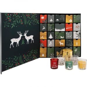 Le Comptoir de la Bougie Original Calendrier de l'avent avec 25 Bougies parfumées dans Pots en Verre - Version Noël Multicolor