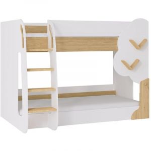 Lits superpos&eacute;s 2 x 90 x 190 cm - Blanc et Naturel - PILATI