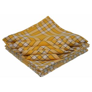 Image de Linandelle Lot de 10 serviettes de tables coton carreaux vichy Normand NELLY - Jaune