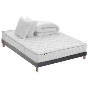 Pack Prêt à dormir : matelas +, sommier + couette + oreillers 140x190