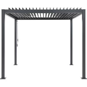 Pergola bioclimatique GAYA - Structure en aluminium et en acier - 290x290xH240 cm - Gris