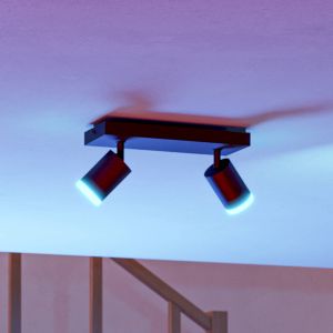 Eglo Connect.z Smart-Home LED plafond Melitello-Z, 2 spots, ZigBee, Matter, app, commande vocale Alexa, blanc chaud-froid, RGB, dimmable, noir