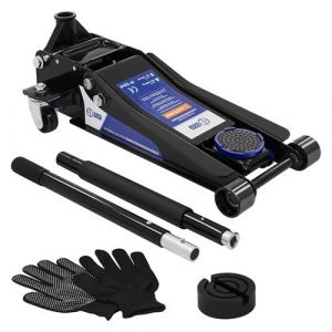 ECD Germany Cric Hydraulique Rouleur 3T, Profil Bas 83-465mm, Double Piston de Levage