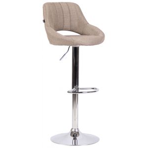CLP Tabouret de bar Milet en Tissu et Pied métal Taupe Chrome