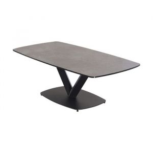 Karu - Table Basse Aspect Céramique Grise Pied Central v - Gris anthracite