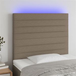 VidaXL Tête de Lit à LED Meuble de Chambre à Coucher Accessoire de Lit Simple Tête de Cadre de Lit Intérieur Taupe 80x5x118/128 cm Tissu
