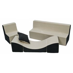 Ensemble de meubles enfant: fauteuil+canapé+ chaise longue beige-gris