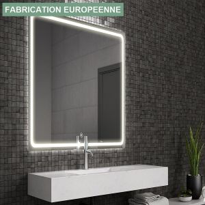 Image de Miroir éclairage LED de salle de bain VELDI avec interrupteur tactile - 70x80cm